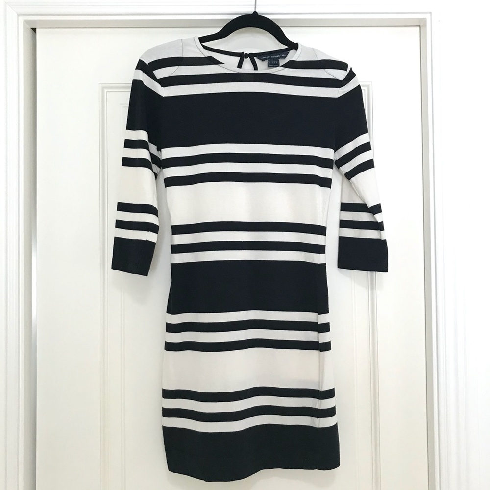 French Connection Jag Striped Stretch Mini Dress-6 - Picture 6 of 8